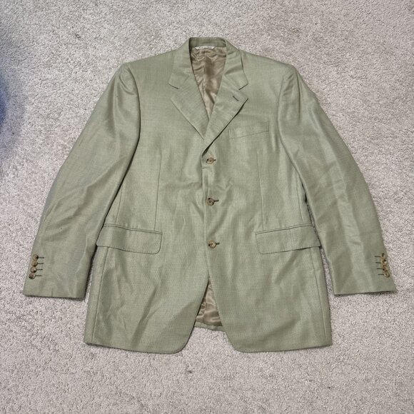 *Recent* Canali Made in Italy Wool Silk Linen Green Sport Coat Men’s 50 R - Picture 1 of 13